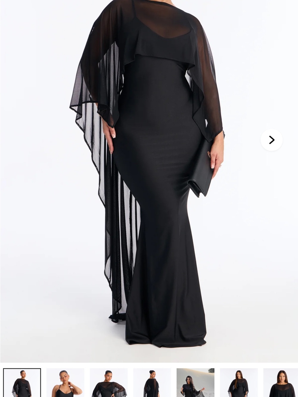 Fashion Nova Black Sheer Cape Maxi Dress